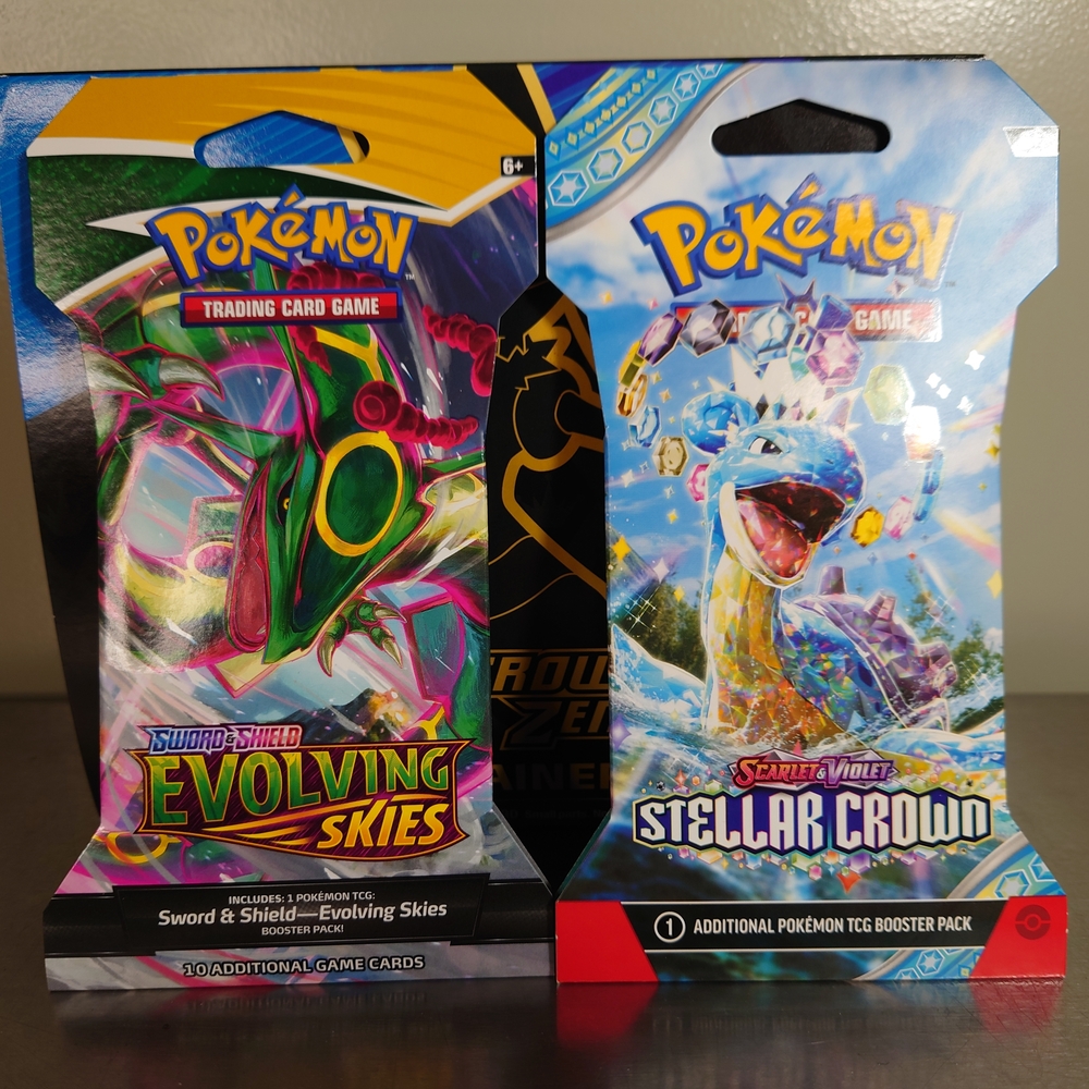 Evolving Skies and Stellar Crown Sleeved Pokemon Booster Packs
